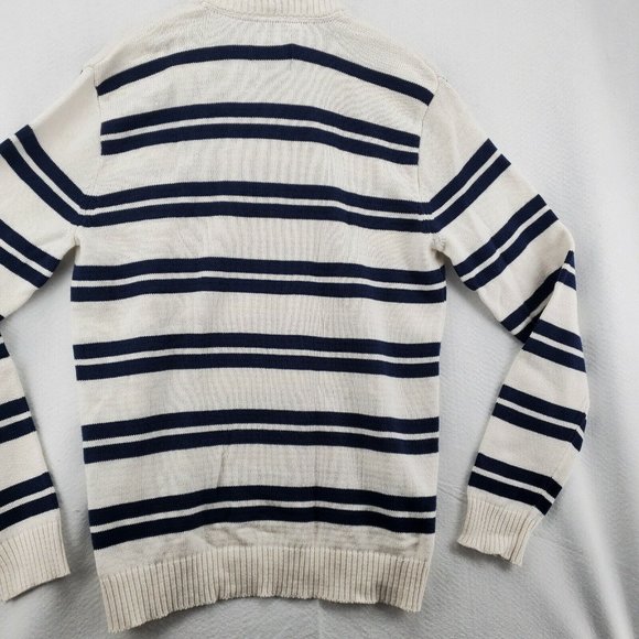 AMERICAN RAG Sweater Men's Long Sleeve Striped 1/4 Zip Pullover White Large - Picture 11 of 12